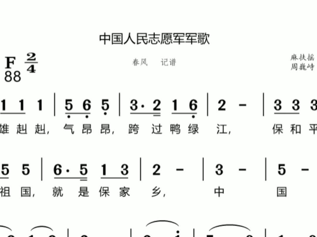 中国人民志愿军军歌二声部简谱，历史旋律的交响与传承，中国人民志愿军军歌二声部简谱，历史旋律的交响，传承不朽的荣光