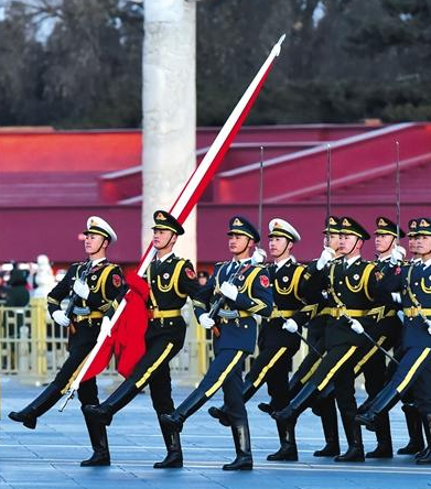 三军仪仗队升国旗，荣耀与责任的象征，三军仪仗队升国旗，荣耀与责任的展现